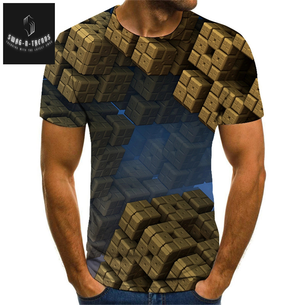 Vintage Optical Illusion 3D Print Men's T-Shirt