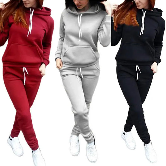 Casual Women Tracksuit Hoodies Sweatshirt Pant Set Autumn Winter Lounge Wear Sport Suit 2PCS Eye Catching Short Length